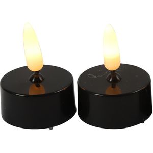 Countryfield LED theelichtjes/waxinelichtjes - 6x st - zwart - met timer - warm wit - LED kaarsen