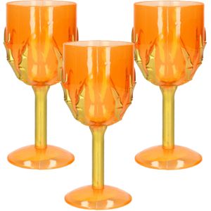 Set van 6x stuks horror kelk wijnglas/drinkbeker oranje 18 cm - Feestbekertjes