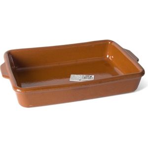 Bruine terracotta ovenschaal/serveerschalen 28 x 18 x 5 cm - Pamplona - Ovenschotel schalen - Bakvorm/braadslede