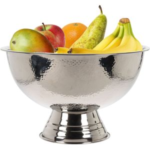 Excellent Houseware Luxe fruitschaal/fruitmand op voet - RVS - 40x24 cm