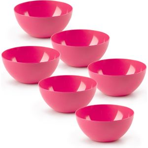 Plasticforte kommetjes/schaaltjes - 6x - dessert/ontbijt - kunststof - D17 x H8 cm - fuchsia roze