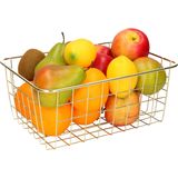 Fruitschaal/fruitmand metaal goud 28 x 22 x 13 cm - Industriele fruitmanden