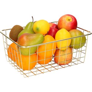 Fruitschaal/fruitmand metaal goud 28 x 22 x 13 cm - Industriele fruitmanden