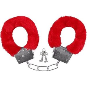 Pluche handboeien - rood - incl 2x sleutels - Verkleedattributen