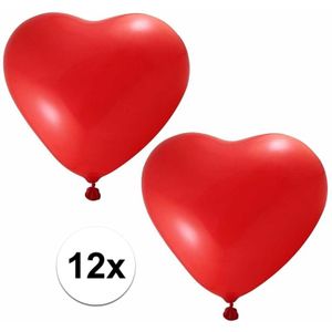 12 ballonnen in hartjes vorm rood - Ballonnen