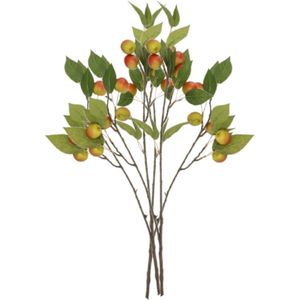 Kunstbloem fruit tak met appels - 3x - 76 cm - rood/groen - Kunst zijdebloemen - Kunstbloemen