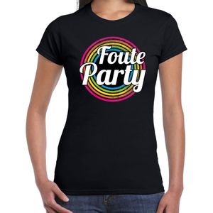 Foute party verkleed t-shirt zwart voor dames - 70s, 80s party verkleed outfit - Feestshirts