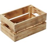 Fruitkisten opslagbox - 2x - old look - lichtbruin - hout - L30 x B20 x H15 cm - Opbergkisten