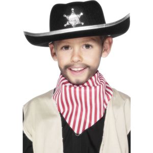 6x stuks zwarte cowboy hoed voor kids - Verkleedhoofddeksels