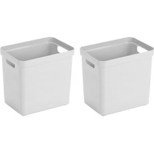 8x stuks witte opbergboxen/opbergdozen/opbergmanden kunststof - 32