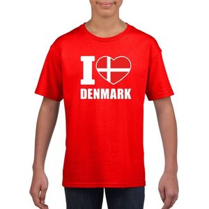 Rood I love Denemarken fan shirt kinderen - Feestshirts