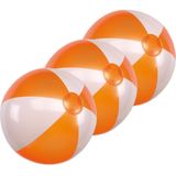 5x Opblaas bal oranje/wit 28 cm kinderspeelgoed - Strandballen