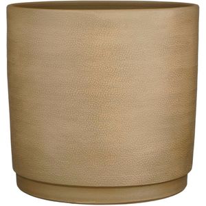 Plantenpot/bloempot terracotta taupe/beige met modern patroon - D36/H35 cm - Plantenpotten