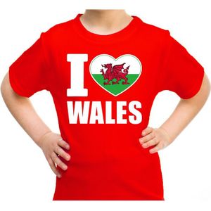 I love Wales t-shirt Verenigd Koninkrijk rood voor kids - Feestshirts