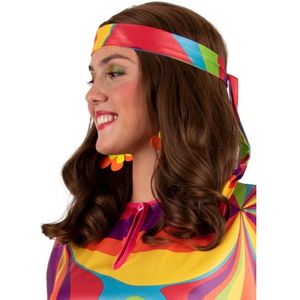 Carnaval/festival hippie flower power bandana meerkleurig - Verkleedhaardecoratie