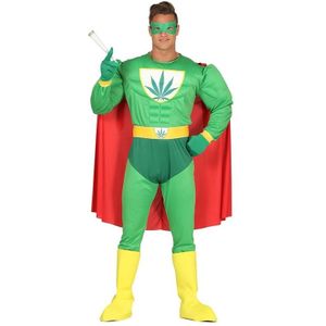 Carnavalspak gespierde superheld marihuana man groen - Carnavalskostuums