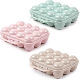 Plasticforte Eierdoos - 2x - koelkast organizer eierhouder - 12 eieren - taupe - kunststof - 20 x 18,5 cm