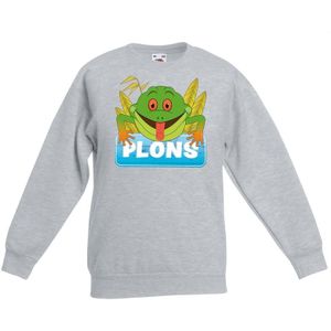 Dieren trui grijs Plons de kikker voor kinderen - Sweaters kinderen