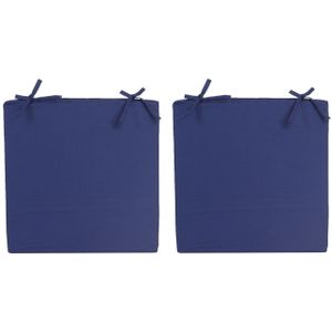 8x stuks stoelkussens voor binnen en buiten in de kleur donkerblauw 40 x 40 cm - tuinstoelkussens