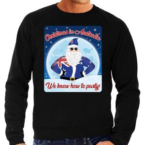 Zwarte foute Australie kersttrui / sweater Christmas in Australia we know how to party voor heren - kerst truien