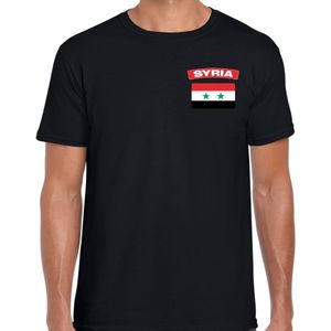 Syria t-shirt met vlag Syrie zwart op borst voor heren - Feestshirts