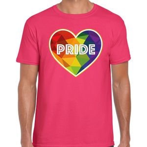 Gay Pride shirt - pride hartje - regenboog - heren - roze - Feestshirts