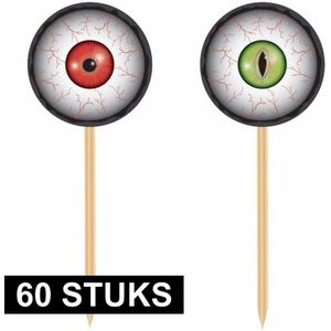 60x Halloween oogbol prikkertjes - Cocktailprikkers