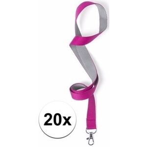 20x sleutelkoord roze met grijs 50x2 cm - Keycords
