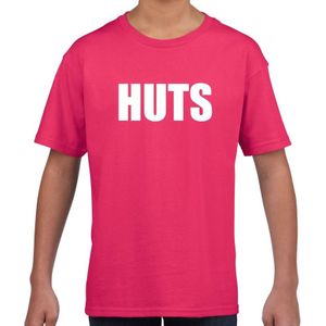 HUTS tekst t-shirt roze kids - Feestshirts