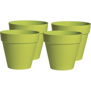 Plantenpot/bloempot - 4x - kunststof - lime groen - binnen en buiten - D20 x H17 cm - Plantenpotten