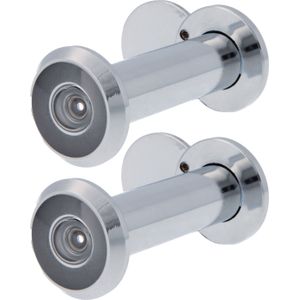AMIG deurspion/kijkgat - 2x - verchroomd -Â  deurdikte 60 tot 85mm -160 graden kijkhoek -16mm boorgat - Deurspionnen