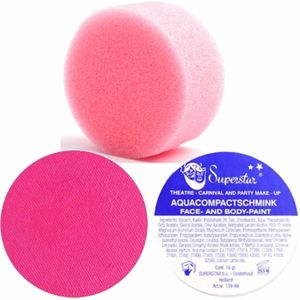 Superstar schmink fuchsia roze 16 gram met rond grimeer sponsje - Schmink