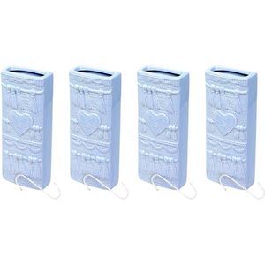 Set van 4x stuks radiator bak luchtbevochtigers / waterverdampers rechthoekig babyblauw 19 cm - Luchtbevochters