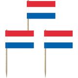 Cocktailprikkers - vlag Nederland - 200x stuks - 7 cm - Cocktailprikkers