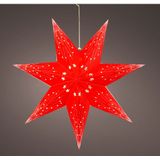 Lumineo Verlichte kerststerren - 2x - rood - 40 cm - op batterijen - 20 led lampjes - warm wit