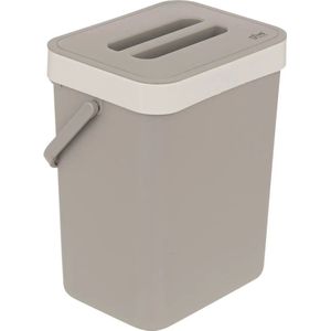 Gft afvalbakje voor aanrecht - of aan keuken kastje - 5L - beige - afsluitbaar - 24 x 19 x 14 cm - Prullenbakken