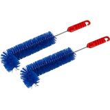 Set van 2x stuks kunststof radiatorborstels/verwarmingsborstels blauw L-vorm 36 cm - plumeaus