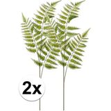 2x Groene kunst boomvaren tak 85 cm - Kunstbloemen