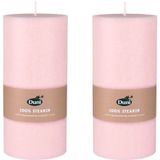 6x stuks mellow roze cilinderkaarsen/stompkaarsen 15 x 7 cm 50 branduren - geurloze kaarsen