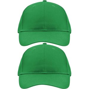 2x stuks 6-panel baseball groene caps voor volwassenen - Cap