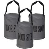 Set van 3x stuks canvas deurstopper grijs met handvat 16 x 12.5 cm - Deurstoppers