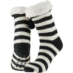 Apollo - Huissokken - Zwart/Wit - Gestreept - Dames