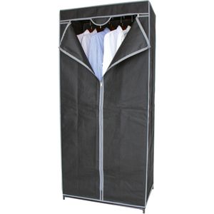 Mobiele kledingkast met hang stang - opvouwbaar - grijs - 70 x 45 x 160 cm - Campingkledingkasten