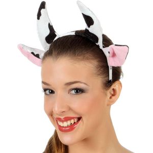 Verkleed diadeem koeien oren/oortjes - meisjes/dames - Carnaval - Verkleedhoofddeksels