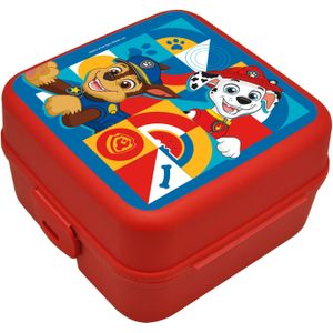 Paw Patrol broodtrommel/lunchbox voor kinderen - rood - kunststof - 14 x 8 cm - Lunchboxen