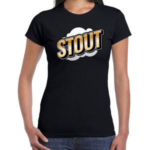 Stout fun tekst t-shirt voor dames zwart in 3D effect - Feestshirts