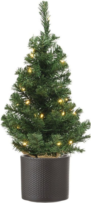 Volle kunst kerstboom 75 cm met verlichting inclusief donkergrijze pot (cadeaus & gadgets) | € 32 bij Primodo.nl | beslist.nl