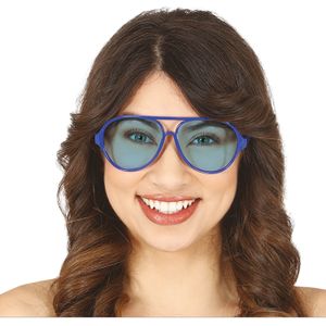 Carnaval/verkleed party bril Aviator - blauw - volwassenen - Voor bij een verkleedkleding kostuum - Verkleedbrillen