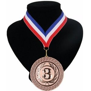 Medaille nr. 3 halslint rood wit blauw - Fopartikelen