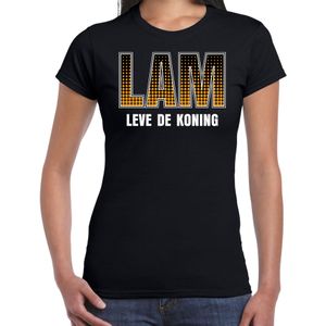 Lam leve de de Koning / Koningsdag t-shirt / shirt zwart voor dames - Feestshirts